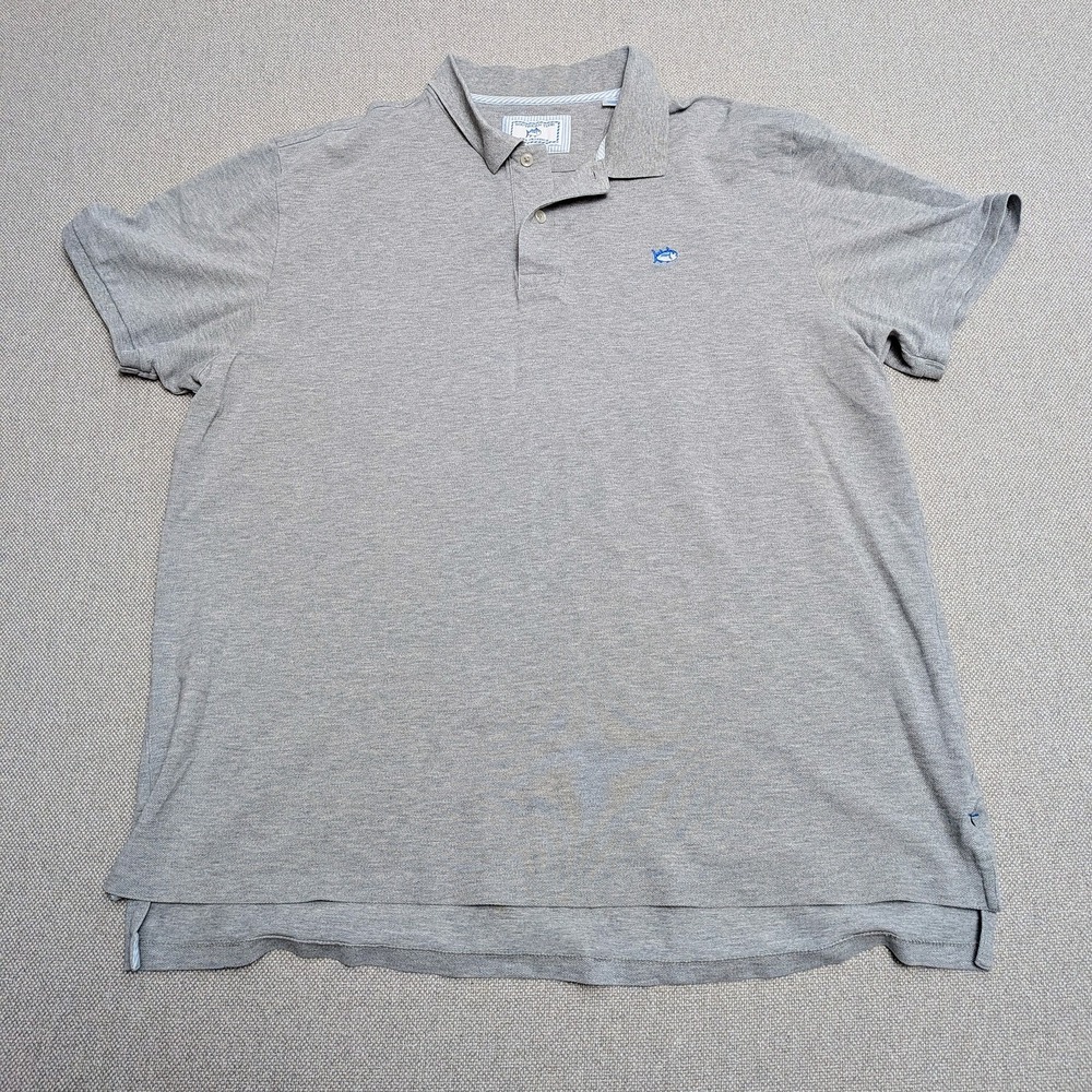 Southern Tide The Skipjack Men's XL Gray Cotton Blend Short Sleeve Polo Shirt